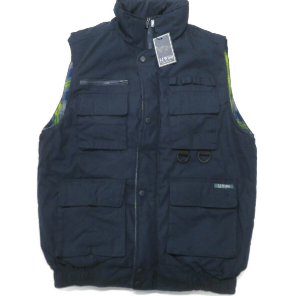 JJ Willis Vest Padded Puffer Mens Medium Blue New Field Utility Fleece Lined NWT
